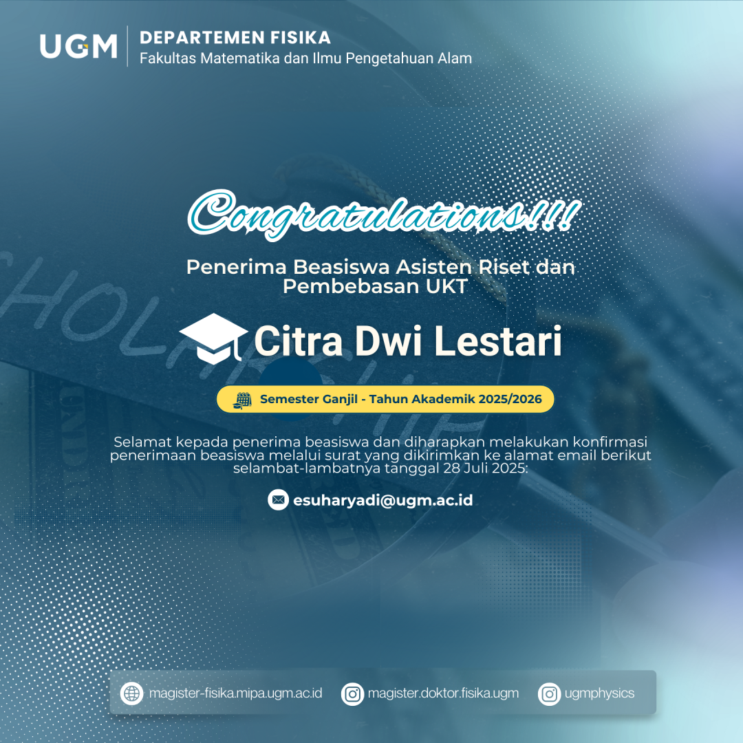 Pengumuman Beasiswa Magister Fisika Gel II